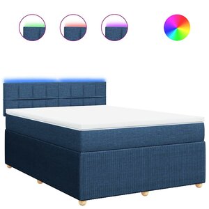 vidaXL Sommier à lattes de lit avec matelas Bleu 140x190 cm Tissu