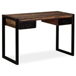 Bureau table meuble travail informatique avec 2 tiroirs bois de récupération massif 120 cm 0502062