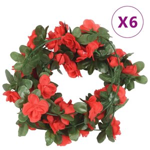 vidaXL Guirlandes de fleurs de Noël 6 Pièces rouge 250 cm