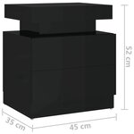 vidaXL Table de chevet Noir brillant 45x35x52 cm Aggloméré