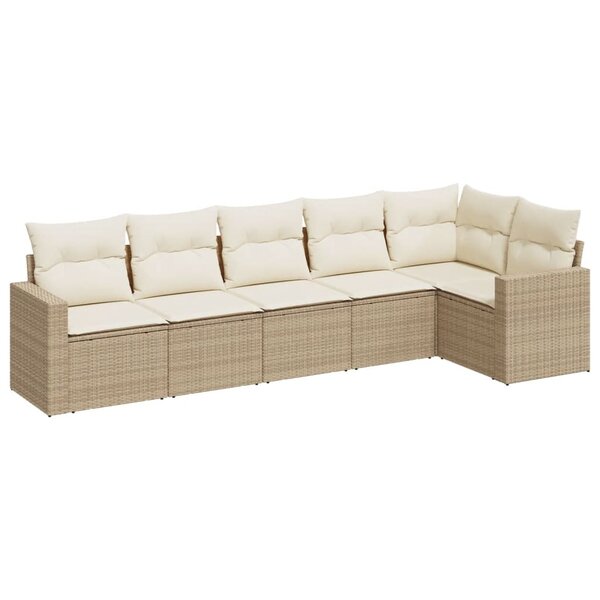 vidaXL Salon de jardin avec coussins 6 Pièces beige résine tressée