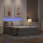 vidaXL Lit de rangement LED avec matelas Taupe 140 x 200 cm Tissu