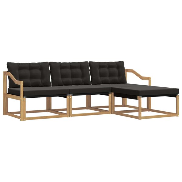vidaXL Ensemble de canapés d'extérieur 4 pc Blanc et noir