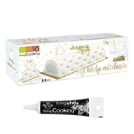 Moule à bûche de Noël matelassée + Stylo glaçage noir