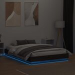 vidaXL Cadre de lit avec lumières LED chêne marron 135x190 cm
