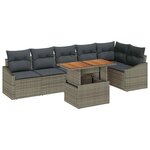 vidaXL Ensemble de salle à manger de jardin 7 pièces avec coussins en résine poly gris et acacia