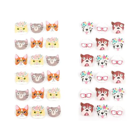36 mini stickers 3D 2 cm - Chiens & chats