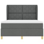 Lit Box Spring vidaXL avec Matelas Gris Foncé 140x200 cm Tissu