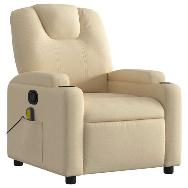 Fauteuil Inclinable Électrique Tissu Crème - Chaise Relax Avec Repose-Pieds - 110 Kg Max