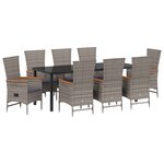 vidaXL Ensemble de salle à manger pour jardin 9 pc Gris