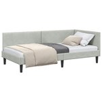 vidaXL Cadre de lit d'angle Gris clair 100 x 200 cm Velours