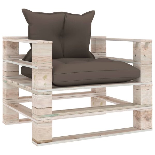 vidaXL Canapé palette de jardin avec coussins taupe Bois de pin