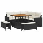 vidaXL Ensemble de canapé de jardin 8 Pièces Noir polyrotin
