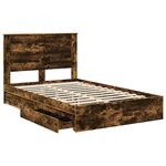 vidaXL Lit de Rangement Chêne fumé 120 x 200 cm Bois d'ingénierie