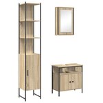 vidaXL Ensemble de mobilier de salle de bain 3 Pièces Chêne Sonoma