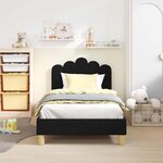 vidaXL Cadre de lit pour enfants avec tête de lit Noir 80 x 160 cm