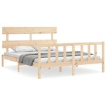 vidaXL Cadre de lit avec tête de lit 160x200 cm bois massif