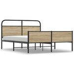 vidaXL Cadre de lit en métal sans matelas chêne fumé 180x200 cm