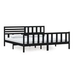 vidaXL Cadre de lit sans matelas noir bois massif 200x200 cm