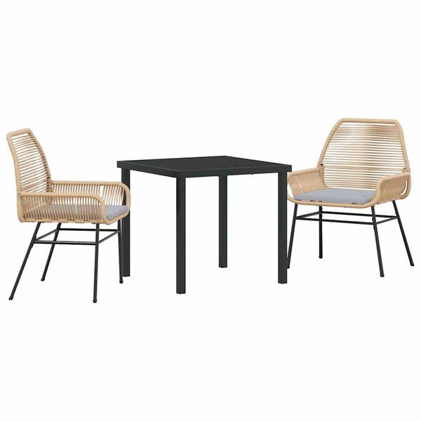 vidaXL Ensemble de salle à manger pour jardin 3 Pièces Marron polyrotin