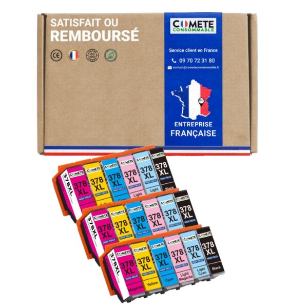 COMETE - 378XL - 18 cartouches d'encre compatibles pour Epson 378 XL