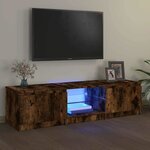 vidaXL Meuble TV avec lumières LED Chêne fumé 140x40x36 cm