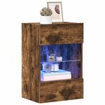 vidaXL Meubles muraux avec lumières LED pour TV 2Pièces chêne fumé 40x30x60 5 cm
