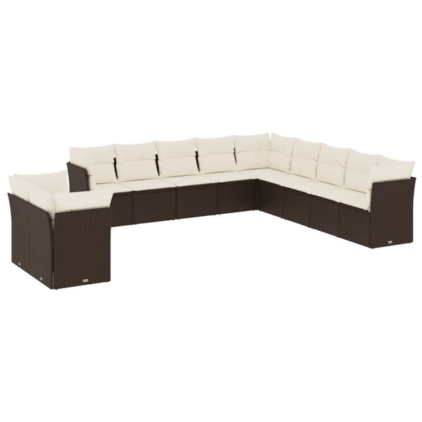 vidaXL Salon de jardin et coussins 11 Pièces marron résine tressée