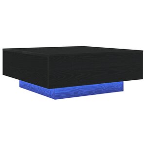 Table basse vidaXL avec lumières LED Chêne noir 80x80x31 cm
