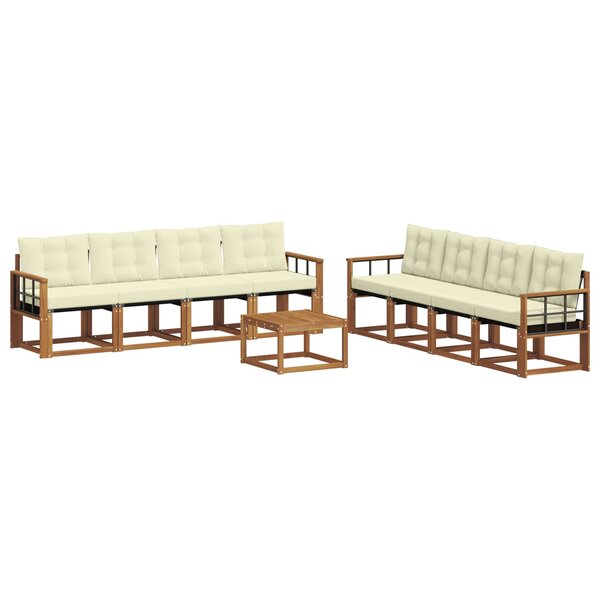 vidaXL Ensemble de canapés d'extérieur 9 pc Naturel et Crème