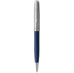 Stylo bille parker sonnet essentiel bleu  recharge noire pointe moyenne  coffret cadeau + porte-cartes noir
