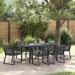 vidaXL Ensemble de salle à manger pour jardin 7 Pièces Noir