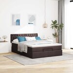 vidaXL Lit ottoman avec matelas et LED marron foncé 140x190 cm tissu
