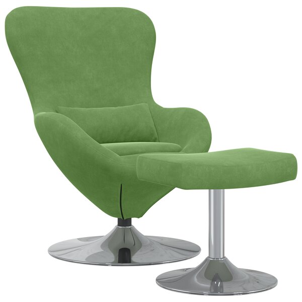 Fauteuil œuf vidaXL avec repose-pieds en velours vert clair