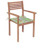 vidaXL Chaises de jardin lot de 4 et coussins à motif de feuilles Teck