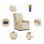 vidaXL Fauteuil inclinable de massage Crème Tissu