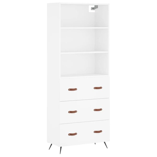 vidaXL Buffet haut Blanc 69 5x34x180 cm Bois d'ingénierie
