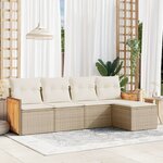 vidaXL Salon de jardin avec coussins 5 Pièces beige résine tressée