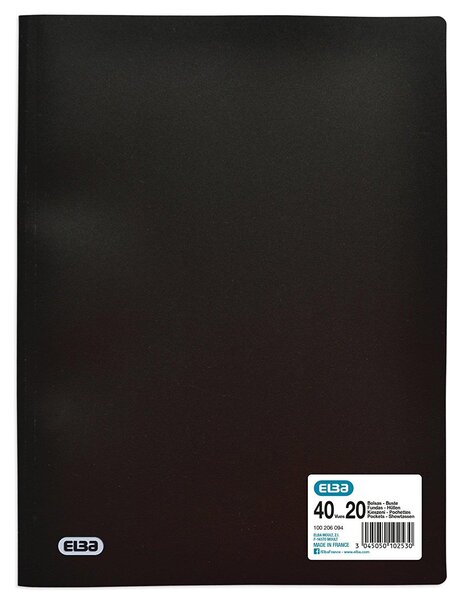 Protège-documents format A4 20 pochettes Noir OXFORD