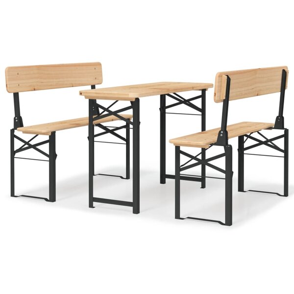 vidaXL Ensemble de tables à bière pliantes 3 Pièces bois massif de sapin