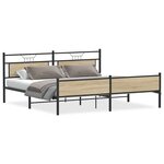 vidaXL Cadre de lit en métal sans matelas chêne sonoma 193x201 cm