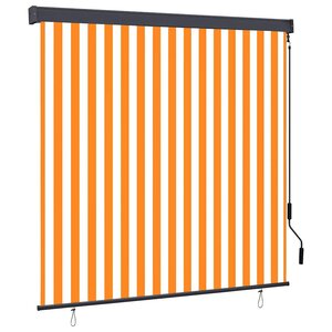 vidaXL Store Roulant Extérieur Rayé Orange et blanc 180 x 250 cm tissu