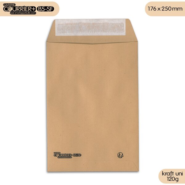 Lot de 250 enveloppes kraft brun uni b5 gamme courrier+
