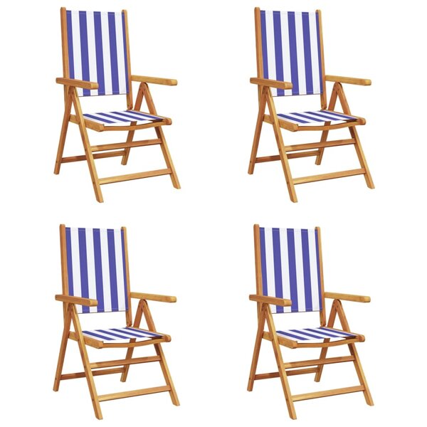 vidaXL Chaises inclinables de jardin lot de 4 tissu et bois massif