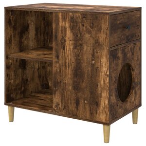 vidaXL Maison pour chat Chêne fumé 72 x 42.5 x 70 cm Bois d'ingénierie