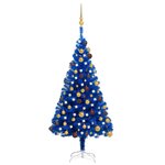 vidaXL Arbre de Noël artificiel pré-éclairé et boules bleu 120 cm PVC