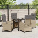 vidaXL Ensemble de salle à manger de jardin 5 pièces avec coussins en poly rotin beige.