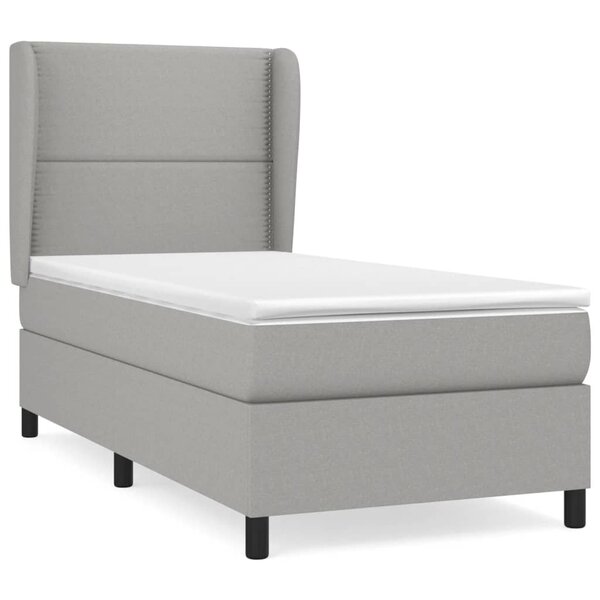 vidaXL Sommier à lattes de lit avec matelas Gris clair 100x200cm Tissu
