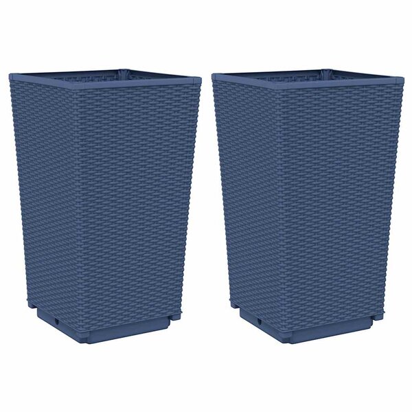 vidaXL Jardinières 2 Pièces bleu gris 32 5x32 5x57 cm PP