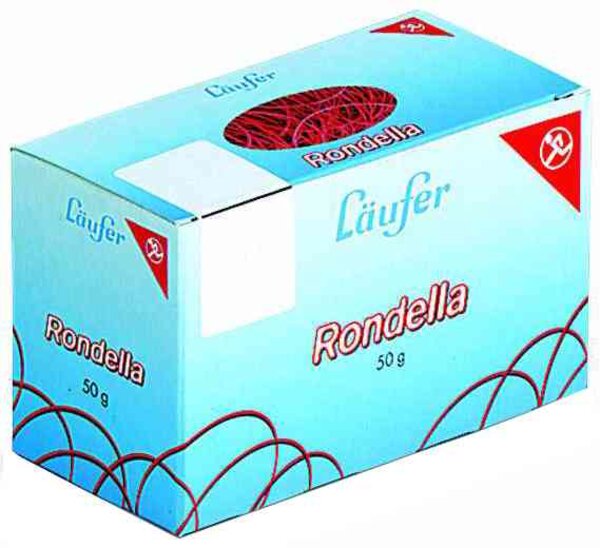 carton de 50 g d'anneaux en caoutchouc 'RONDELLA ' 50 mm  rouge LÄUFER